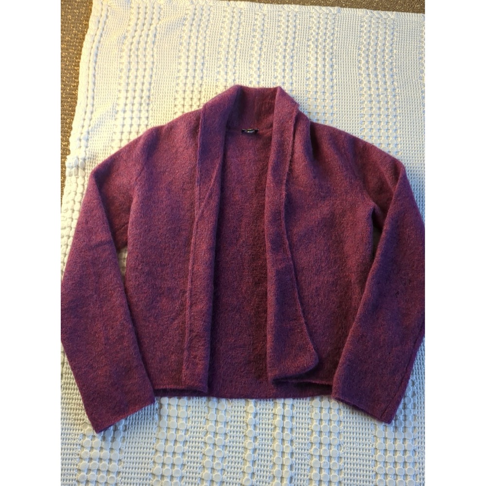 Eileen Fisher Wool Mohair Open Front Shawl Collar Cardigan Sz Small Pink Purple